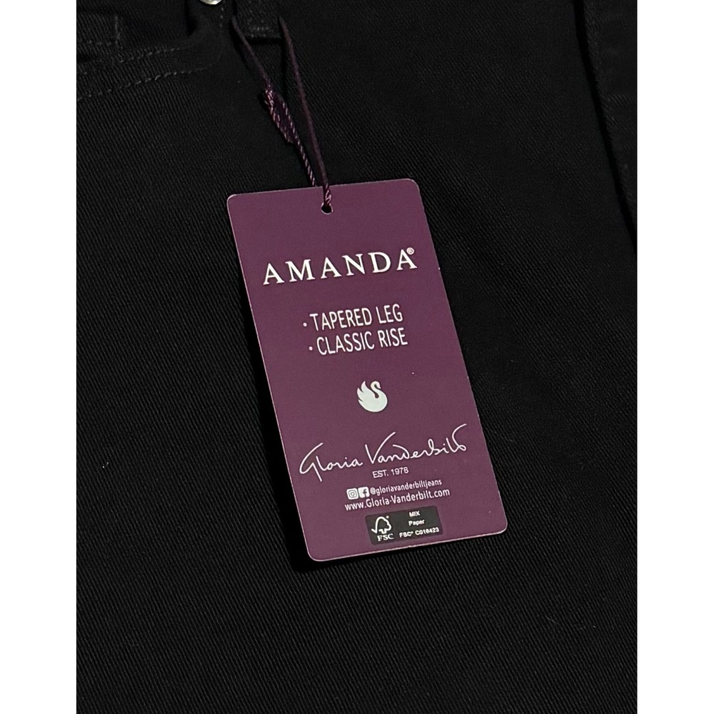 Gloria Vanderbilt Amanda Tapered Leg Jeans Black Classic Rise Women 12 Short NWT - Picture 5 of 9